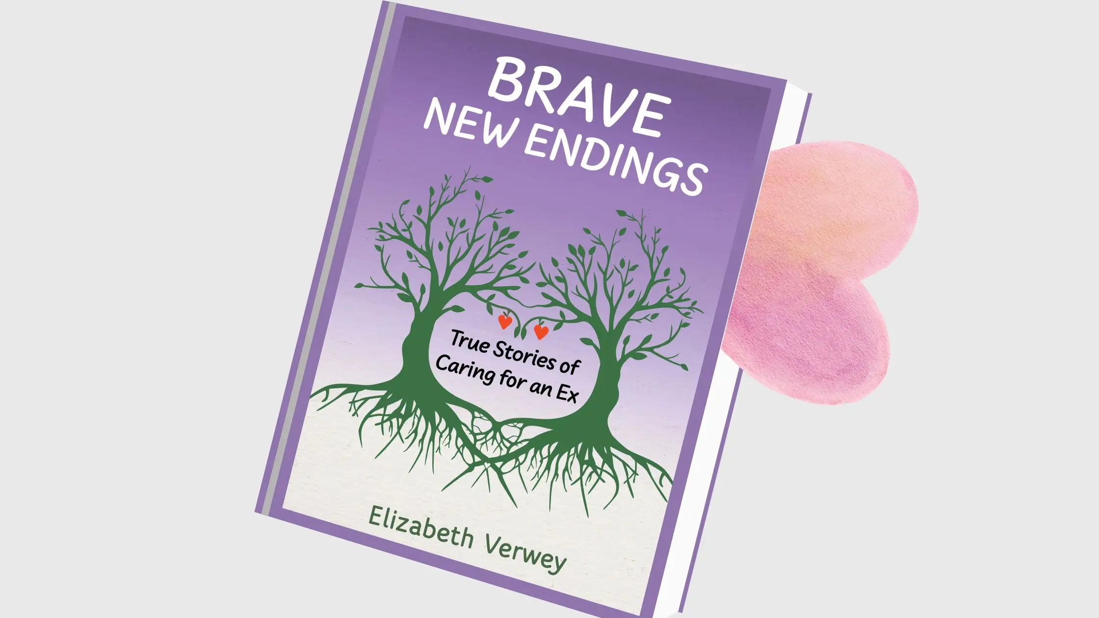 The Book Brave New Endings with a heart stuck in its pages.